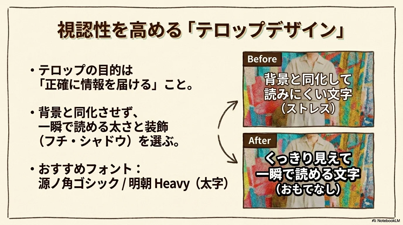 スライド17: テロップの視認性向上