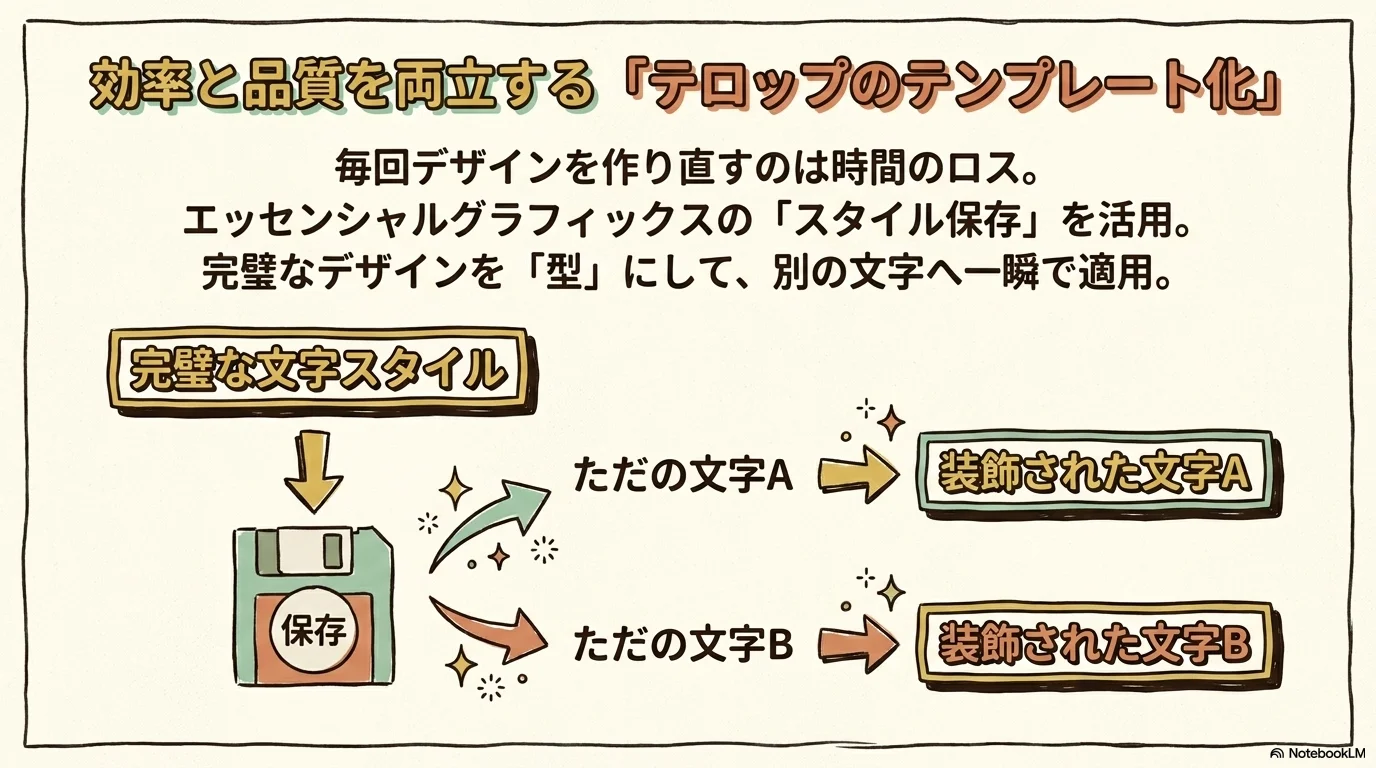 スライド18: テロップ作成の効率化