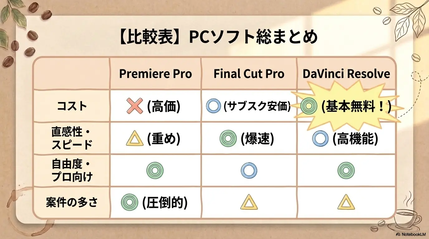 PC向け動画編集ソフト比較表