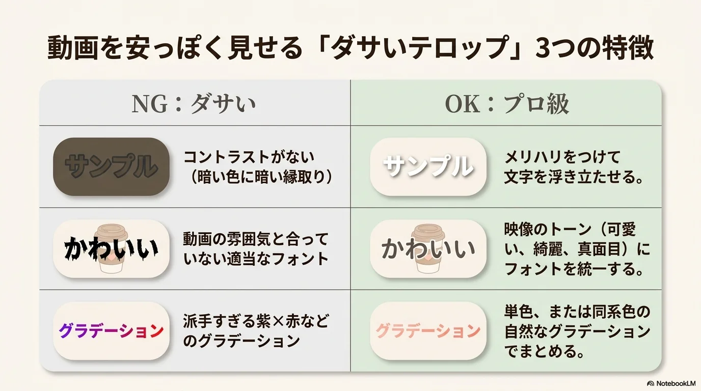 ダサいテロップ回避ルール