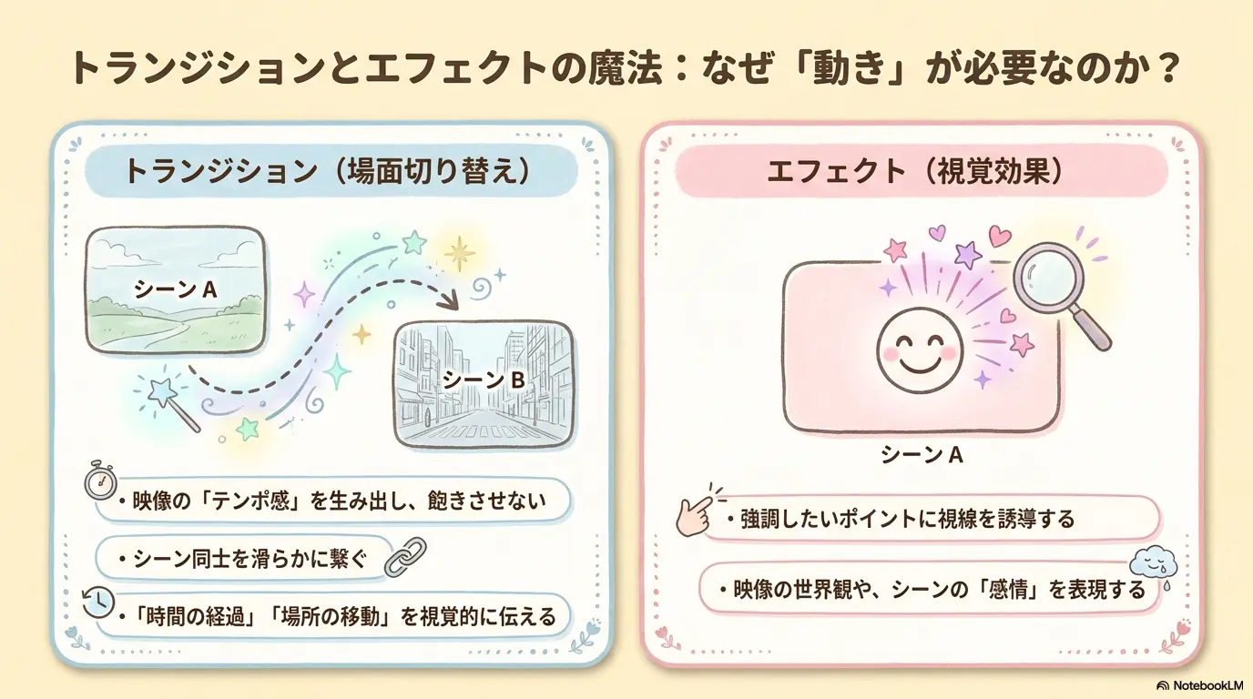 トランジションとエフェクトの魔法：なぜ動きが必要なのか