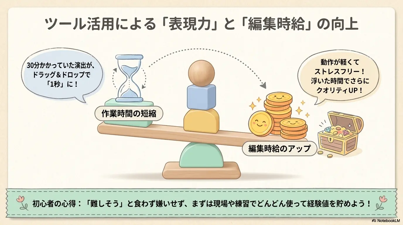 ツール活用による表現力と編集時給の向上
