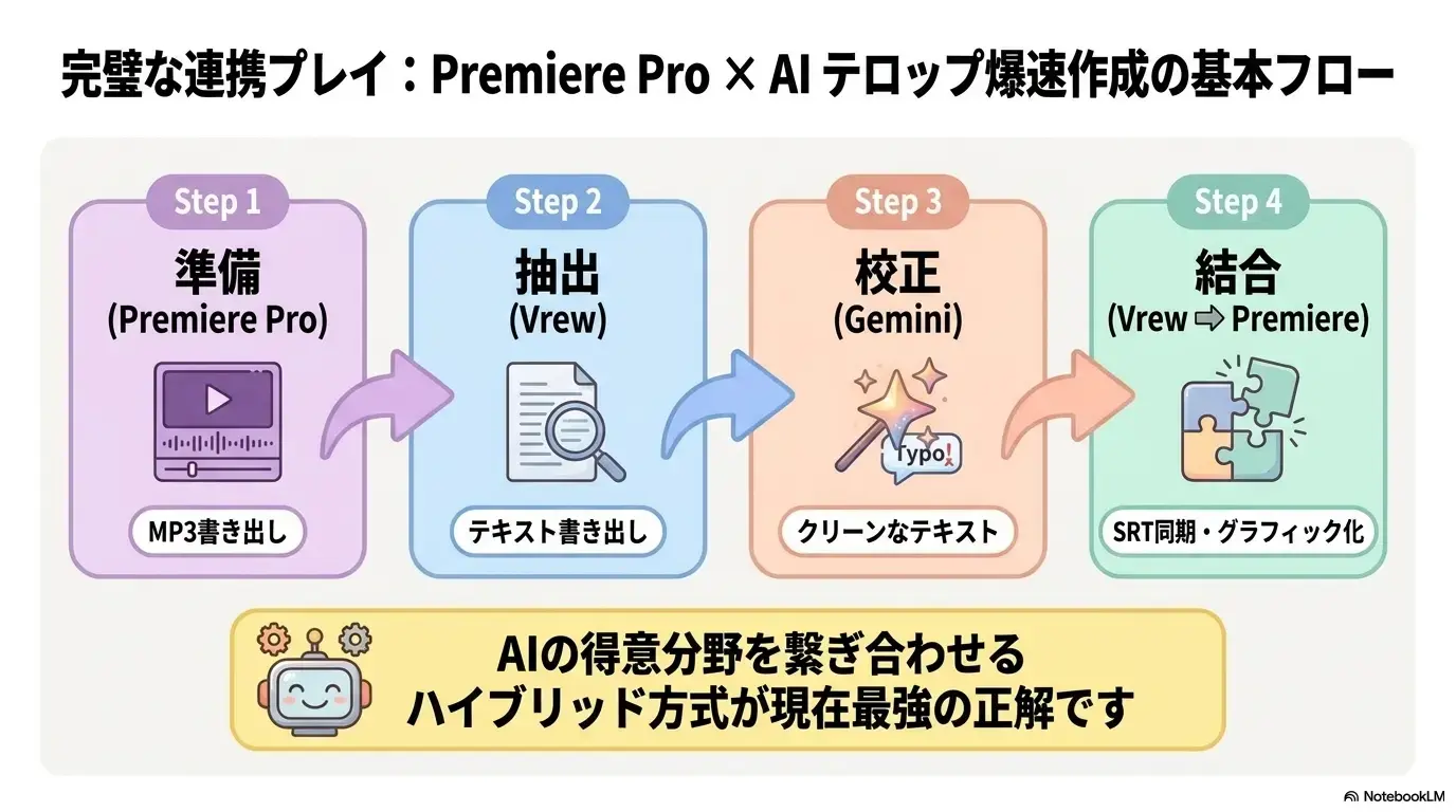 爆速テロップ作成 4ステップの全体像