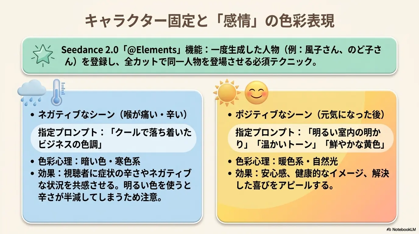 キャラクター固定と色彩表現