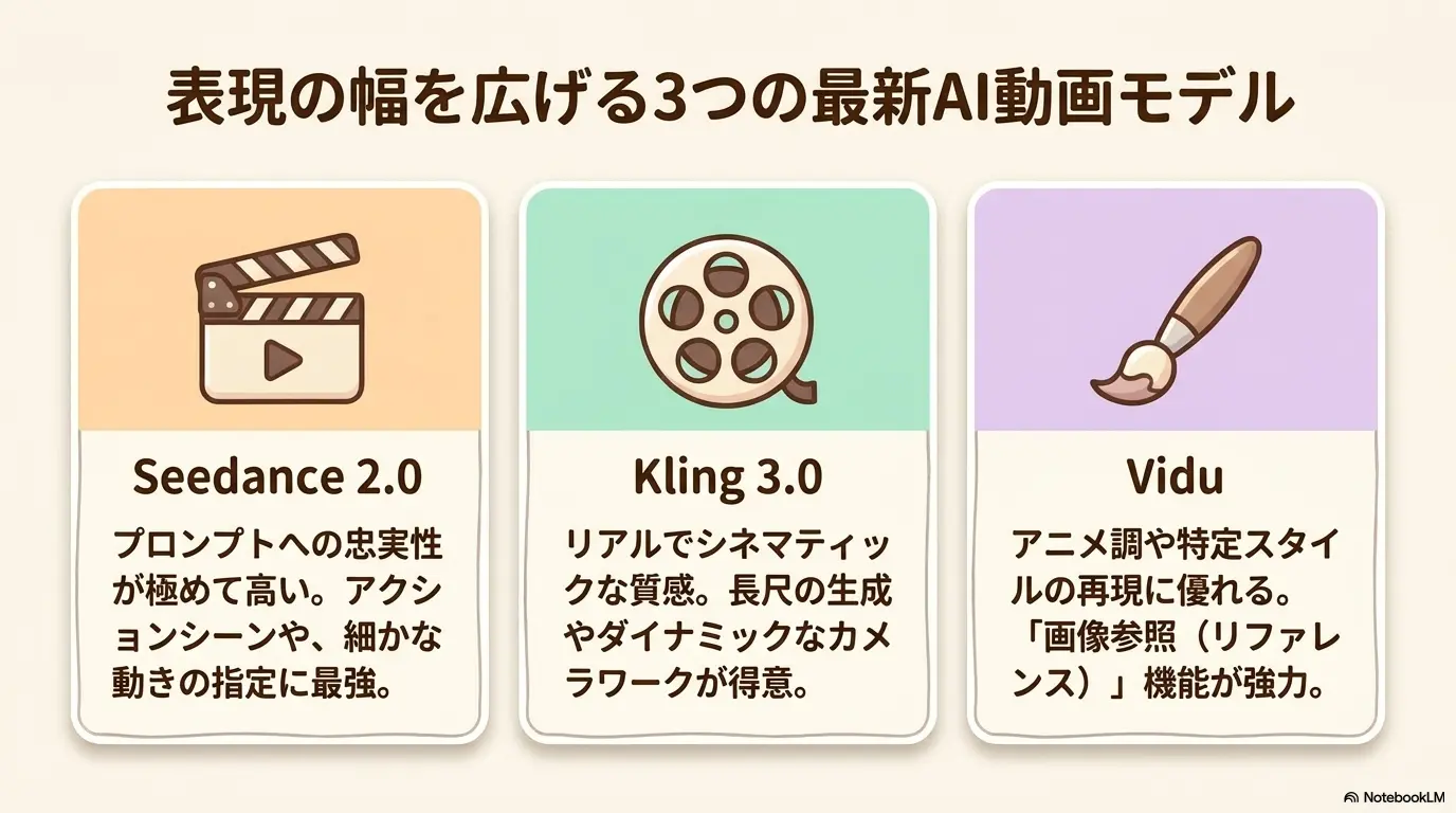 3つの最新AI動画モデル