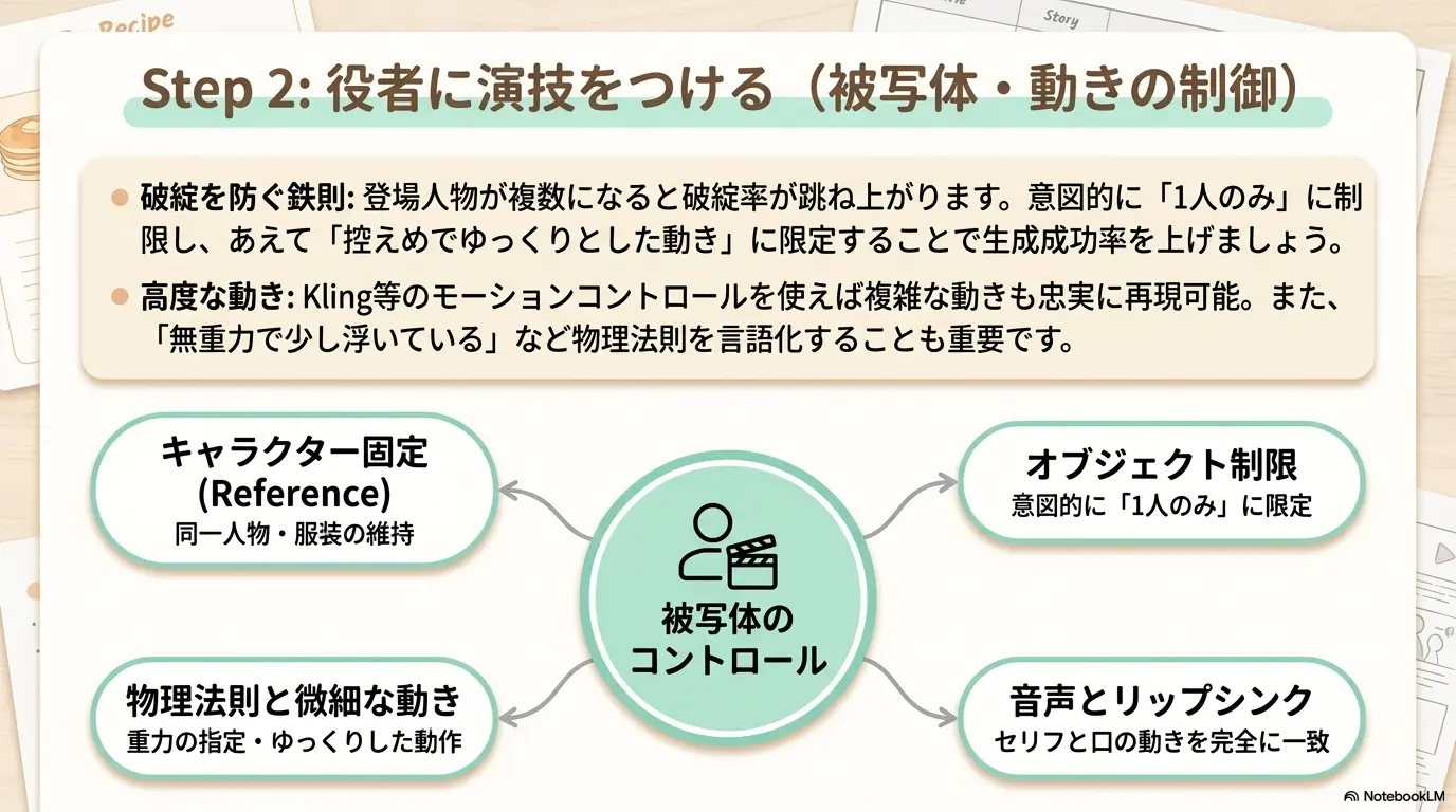 被写体と動きの制御