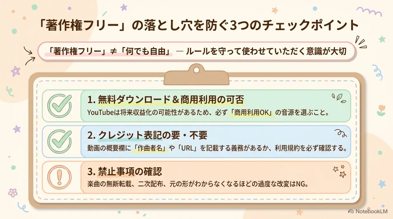 著作権フリーの3チェックポイント