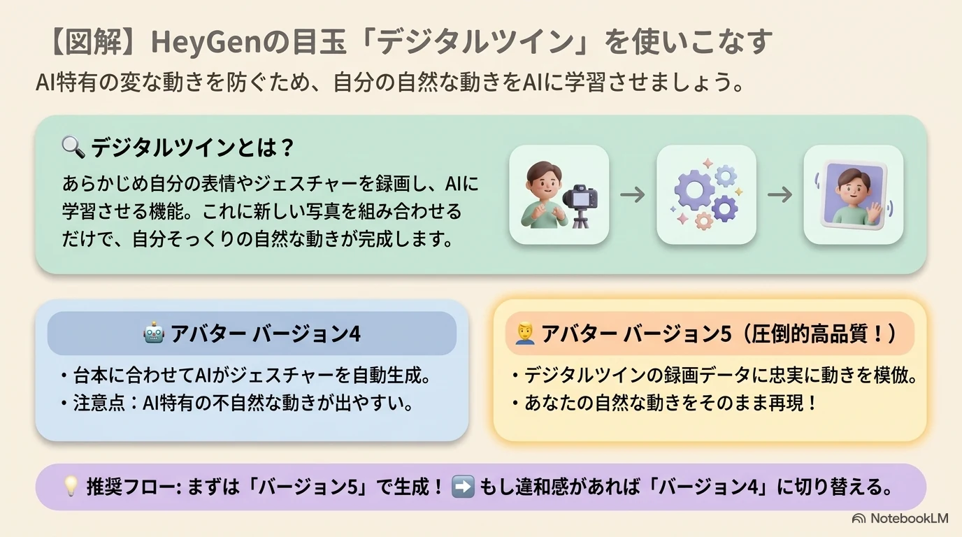 HeyGenデジタルツインとアバターバージョン4・5