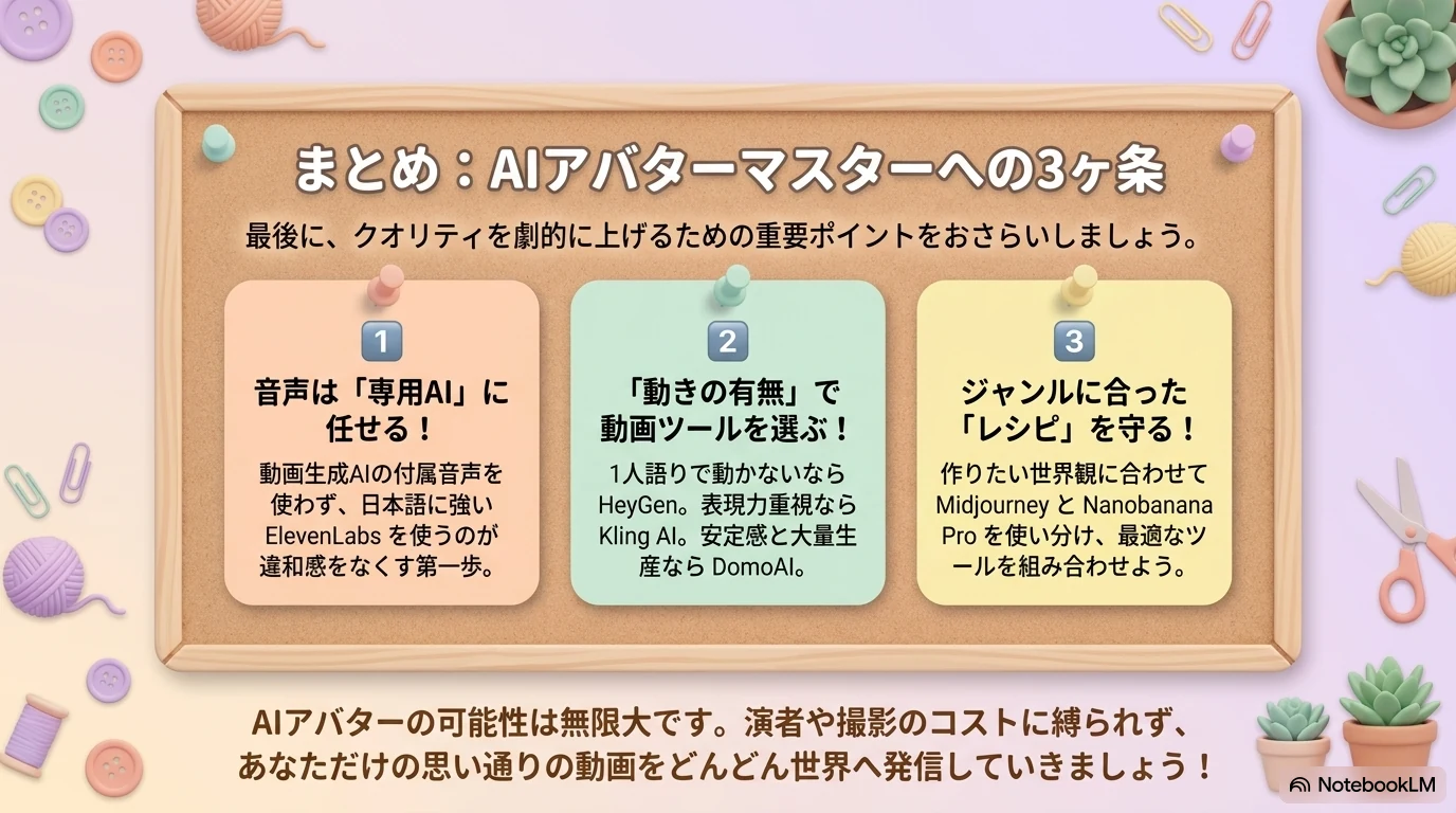 AIアバターマスターへの3ヶ条まとめ