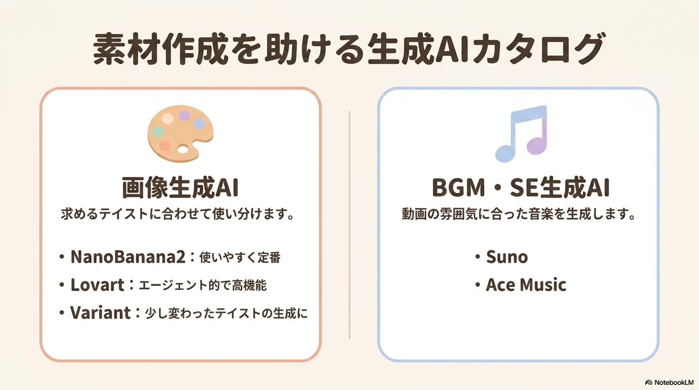 素材作成を助ける生成AIカタログ