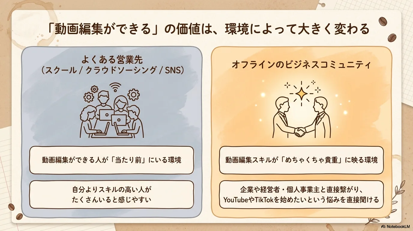 動画編集スキルの価値が環境で変わる比較